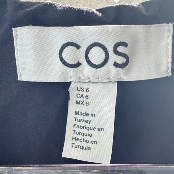 COS Tiered A-Line Maxi Dress Black Size 6 Cap Sleeves Minimalist Chic - Picture 3 of 8